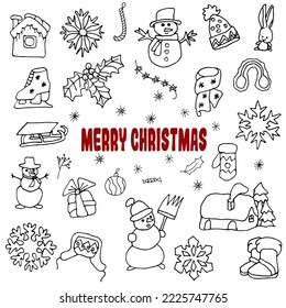 Christmas doodle set, cozy winter