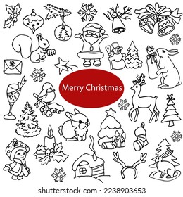Christmas doodle set, cozy winter