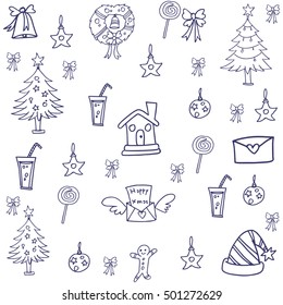Christmas doodle set vector art collection stock