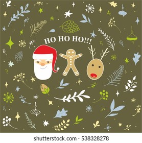 Christmas doodle set. Vector illustration