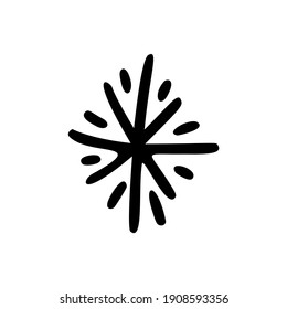 Christmas doodle snowflake. Christmas symbol. Hand drawn xmas decorations icons. Vector illustration isolated on white background. Design elements for holiday greeting card, gift tag.