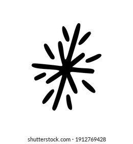 Christmas doodle snowflake. Christmas symbol. Hand drawn xmas decorations icons. Vector illustration isolated on white background. Design elements for holiday greeting card, gift tag.