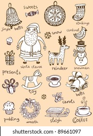 Christmas doodle symbols