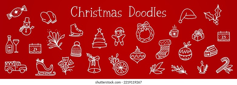 Christmas Doodle Vector Icons Christmas Drawings Christmas Templates
