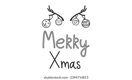 Christmas doodle, vector illustration in hand lettering style on a white background.