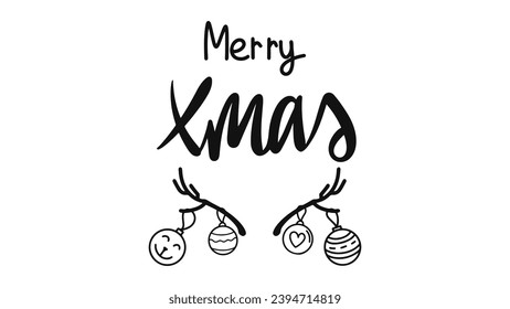 Doodle de Navidad, ilustración vectorial en estilo de letras a mano sobre un fondo blanco.