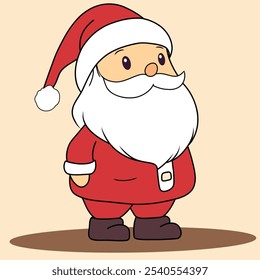 Christmas doodle, xmas icon, Santa Claus face, winter old character, Cartoon illustration