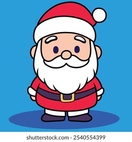 Christmas doodle, xmas icon, Santa Claus face, winter old character, Cartoon illustration