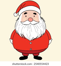 Christmas doodle, xmas icon, Santa Claus face, winter old character, Cartoon illustration