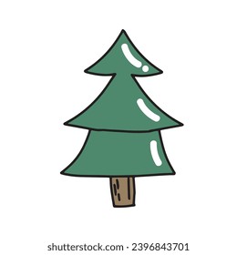 christmas doodles element. light christmas tree, sock, pine leaf, burn