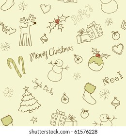 Christmas doodles. Seamless pattern