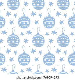 Christmas doodles seamless pattern.  Scandinavian style. Congratulation card, wrapping paper background, festive banner, poster design. Vector illustration.