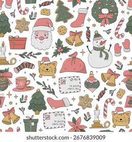 Navidades doodles sin patrón para Fondos de pantalla, impresiones textiles, papel de embalaje, decoración de vivero, fondos, etc. EPS 10