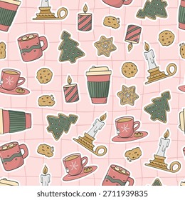 Natal doodles padrão sem costura para papel de embrulho, fundos, banners, papéis de parede, scrapbooking, papelaria, etc. EPS 10