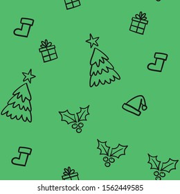 Christmas doodles seamless pattern. Xmas icons texture background.