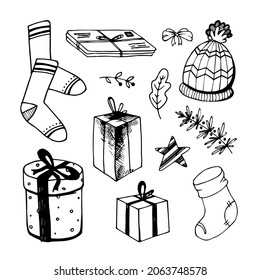 Weihnachtsduodelle mit Elementen für Urlaubsdesign 