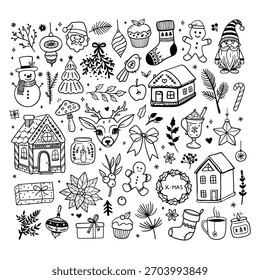 Christmas doodles vector bundle. Winter and Christmas doodles. 