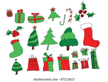 Christmas doodles. Vector format.