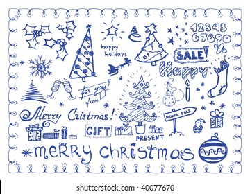 Christmas doodles / vector illustrations set