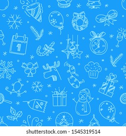 Christmas doodling seamless vector pattern 