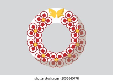 Christmas Door Decoration Illustration with Yellow Ribbon