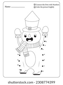 Christmas Dot To Dot Activity Book, Christmas Coloring pages, Vector, Illustration, Black and White
