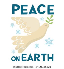 Christmas Dove. Seasons greetings. Peace on earth