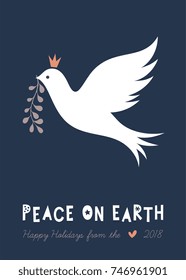Christmas Dove. Vector illustration.