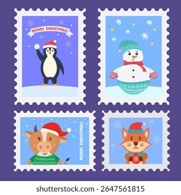 Vetor de pomba de Natal. Pombas de tartaruga pacíficas para o segundo dia de Natal. Ilustração de selo vintage com quadro de pena clássico. Design tradicional cartão de férias com amor e ornamento.