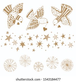 
Christmas doves, snowflakes and stars. Fabulous vector set.