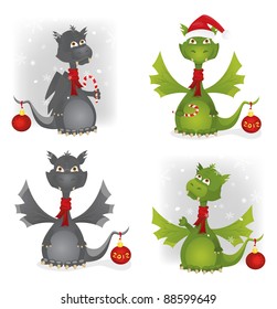 Christmas dragon set (vector version)