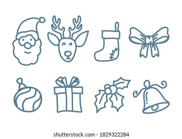 Christmas Drawing Cartoon Characters Icons As Vector.