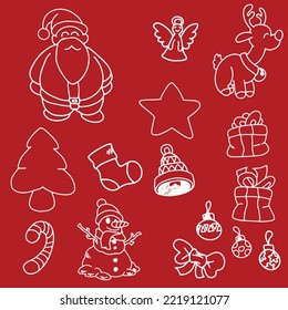 Decoración de dibujos navideños vector de navidad