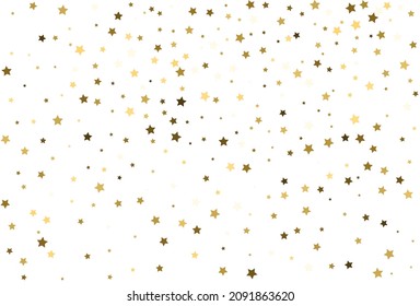 Christmas drawing with gold stars. Golden stars Celebration Confetti.