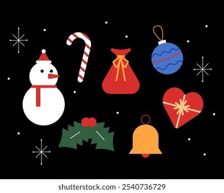 christmas drawing illustration  graphic elements set