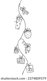 Christmas drawing line art vector illustration