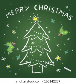 Christmas drawing on chalkborad