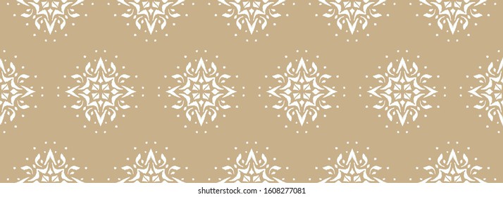 Christmas drawing with snowflakes. The Nordic style. Folk print with flakes. Scandinavian, Portuguese ornament. Spanish porcelain. Oriental damask. Ethnic motif. Ikat geometric folklore background. 