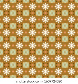 Christmas drawing with snowflakes. The Nordic style. Folk print with flakes. Scandinavian, Portuguese ornament. Spanish porcelain. Oriental damask. Ethnic motif. Ikat geometric folklore background. 