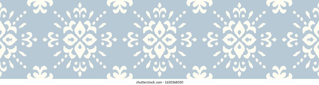 Christmas drawing with snowflakes. The Nordic style. Folk print with flakes. Scandinavian, Portuguese ornament. Spanish porcelain. Oriental damask. Ethnic motif. Ikat geometric folklore background. 