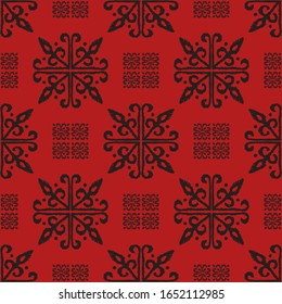 Christmas drawing with snowflakes. The Nordic style. Folk print with flakes. Scandinavian, Portuguese ornament. Spanish porcelain. Oriental damask. Ethnic motif. Ikat geometric folklore background. 