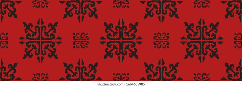 Christmas drawing with snowflakes. The Nordic style. Folk print with flakes. Scandinavian, Portuguese ornament. Spanish porcelain. Oriental damask. Ethnic motif. Ikat geometric folklore background. 