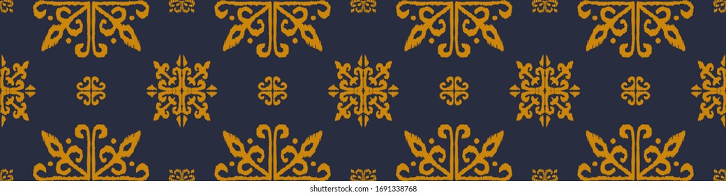 Christmas drawing with snowflakes. The Nordic style. Folk print with flakes. Scandinavian, Portuguese ornament. Spanish porcelain. Oriental damask. Ethnic motif. Ikat geometric folklore background. 