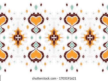 Christmas drawing with snowflakes. The Nordic style. Folk print with flakes. Scandinavian, Portuguese ornament. Spanish porcelain. Oriental damask. Ethnic motif. Ikat geometric folklore background. 