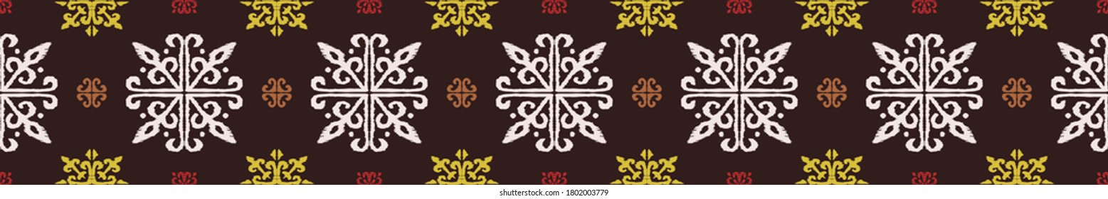 Christmas drawing with snowflakes. The Nordic style. Folk print with flakes. Scandinavian, Portuguese ornament. Spanish porcelain. Oriental damask. Ethnic motif. Ikat geometric folklore background. 