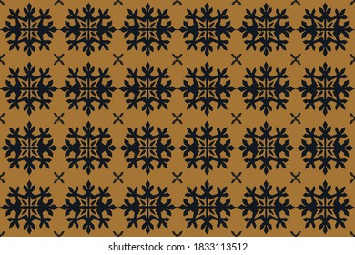 Christmas drawing with snowflakes. The Nordic style. Folk print with flakes. Scandinavian, Portuguese ornament. Spanish porcelain. Oriental damask. Ethnic motif. Ikat geometric folklore background. 