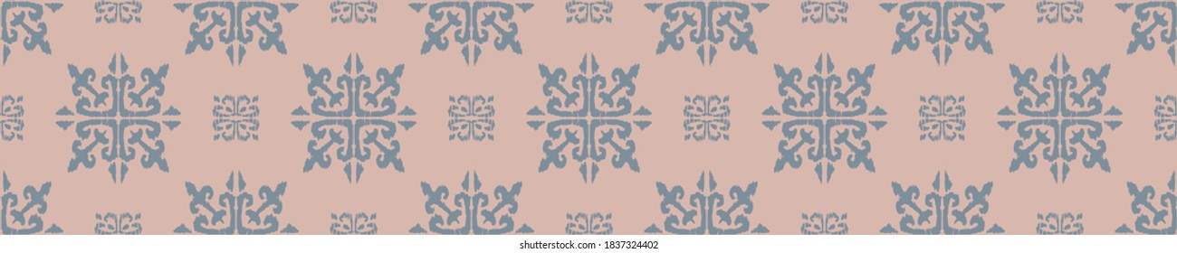 Christmas drawing with snowflakes. The Nordic style. Folk print with flakes. Scandinavian, Portuguese ornament. Spanish porcelain. Oriental damask. Ethnic motif. Ikat geometric folklore background. 