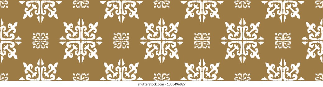 Christmas drawing with snowflakes. The Nordic style. Folk print with flakes. Scandinavian, Portuguese ornament. Spanish porcelain. Oriental damask. Ethnic motif. Ikat geometric folklore background. 