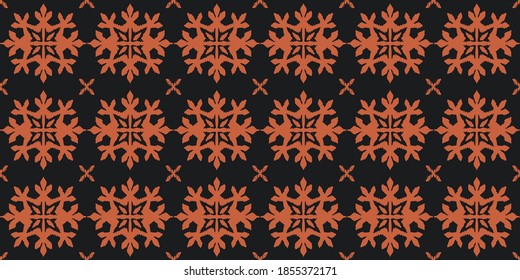 Christmas drawing with snowflakes. The Nordic style. Folk print with flakes. Scandinavian, Portuguese ornament. Spanish porcelain. Oriental damask. Ethnic motif. Ikat geometric folklore background. 