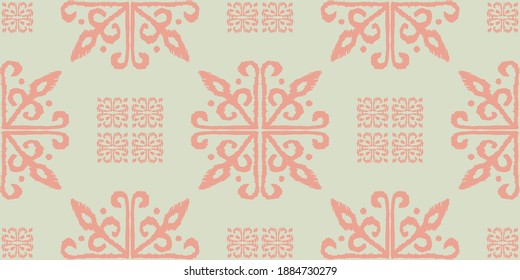 Christmas drawing with snowflakes. The Nordic style. Folk print with flakes. Scandinavian, Portuguese ornament. Spanish porcelain. Oriental damask. Ethnic motif. Ikat geometric folklore background. 